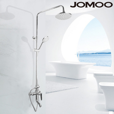 JOMOO九牧衛(wèi)浴 全銅淋浴器太陽花灑套裝 可升降帶下出水 3666-126,灰色簡(jiǎn)約現(xiàn)代衛(wèi)浴置物搭配及圖片-一兜糖yidoutang.com